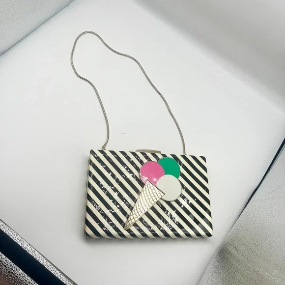 kate spade Ice Cream Cone Striped Black and White Crossbody - Picture 7 of 9